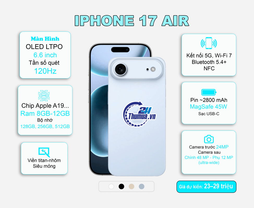 IPhone 17 Air - Rò rỉ cấu hình iPhone 17 Air thay cho phiên bản Plus, cấu hình cực mạnh iPhone 17 copy thumua24h
